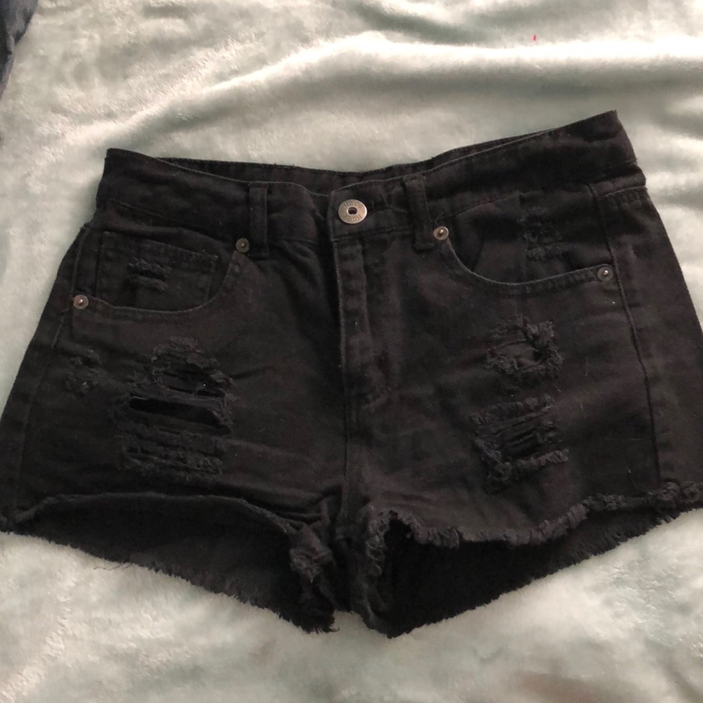 Black jean shorts